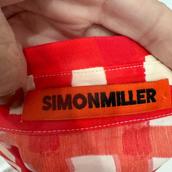 Simon Miller Shirt Loch Orange Checkered Sleeveless Button down Top Size Large - Picture 9 of 10